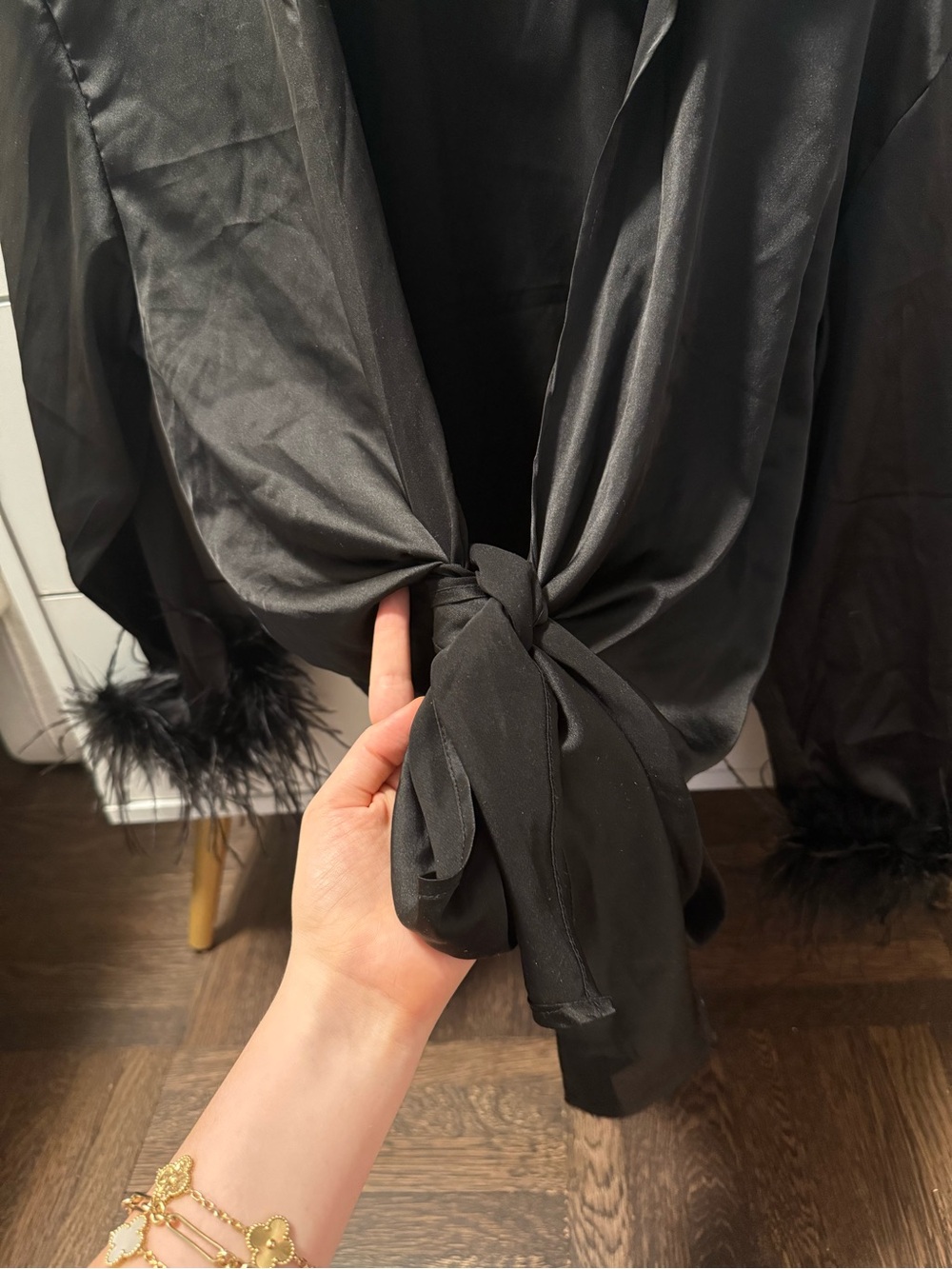 Black Silk & Feathers Blouse - Picture 3 of 6